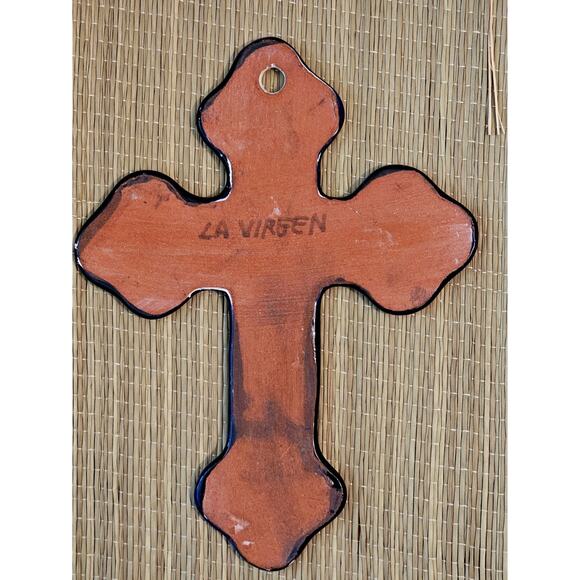 TalaMex Tecali Handmade 7 Inches Multicolor Mexican Talavera Ceramic Cross - Picture 2 of 7